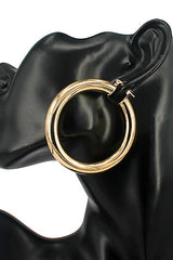 Opulent Chunky Metal Hoop Earrings - Gold