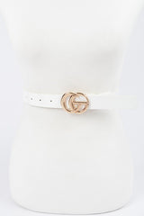 Glossy White CG Buckle Belt