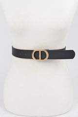 Twin Halo Gold Buckle Belt - Black