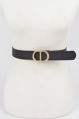 Twin Halo Gold Buckle Belt - Beige