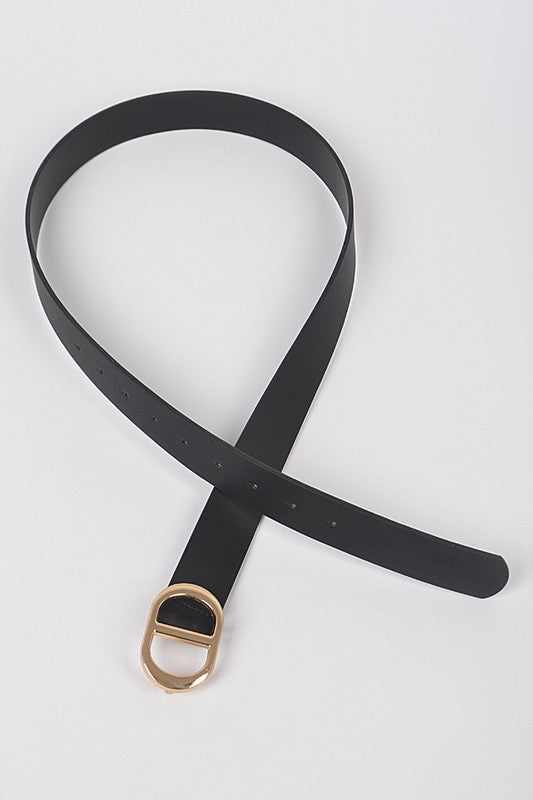 Twin Halo Gold Buckle Belt - Black