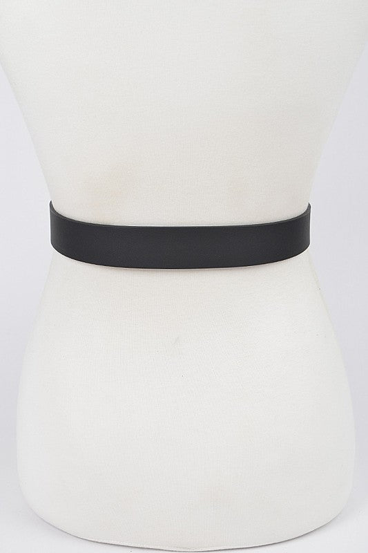 Twin Halo Gold Buckle Belt - Black