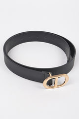 Twin Halo Gold Buckle Belt - Black