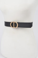 Twin Halo Gold Buckle Belt - Black