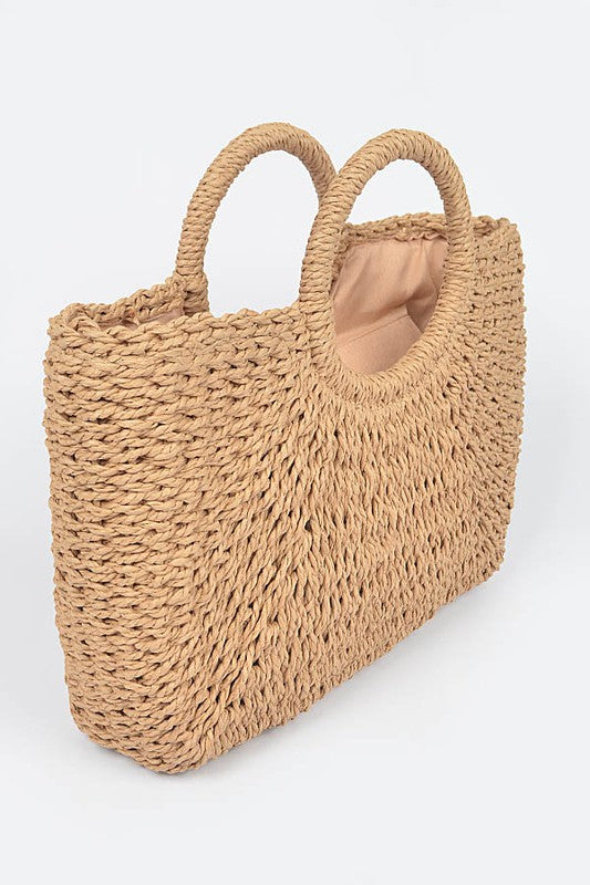 Ocean Breeze  Straw Bag - Khaki