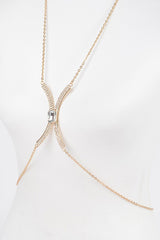 Dazzle Embrace Rhinestone Bra Chain - Gold