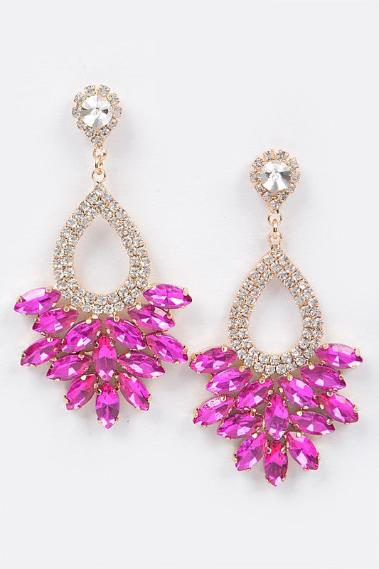 Just Look Pink Fuchsia Rhinestone Earrings