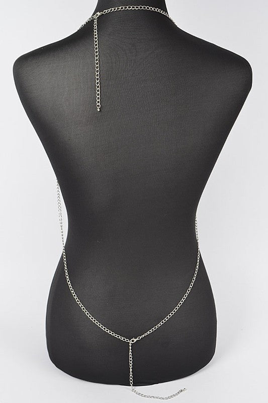 Temptation Rhinestone Bra Chain - Silver