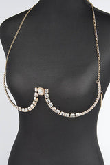 Allure Elegance Crystal Bra Chain - Gold