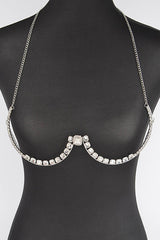 Allure Elegance Crystal Bra Chain - Silver