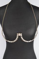 Allure Elegance Crystal Bra Chain - Gold