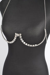 Allure Elegance Crystal Bra Chain - Silver