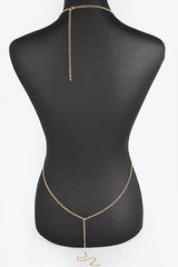 Crystal Glam Rhinestone Bra Chain - Gold