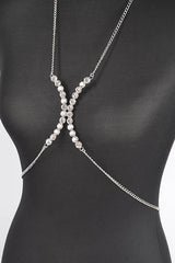 Crystal Glam Rhinestone Bra Chain - Silver