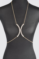 Crystal Glam Rhinestone Bra Chain - Gold