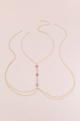 Ama Crystal Neck Body Chain - Pink