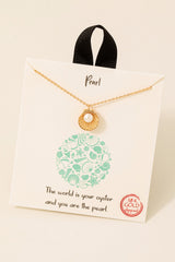 Gold Dipped Clam & Pearl Pendant Necklace - Gold