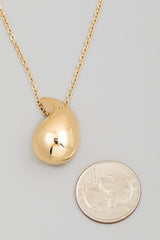 Large Water Drop Pendant Necklace & Earring Set - Gold