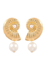 Ocean Jewel Conch Pearl Earrings - Gold