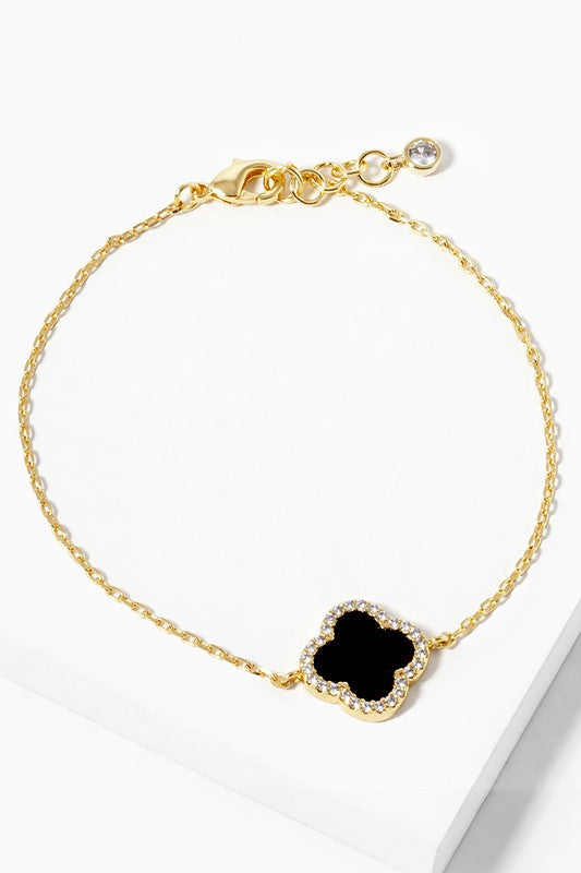 Fay Gold Dipped Quatrefoil Bracelet - Black