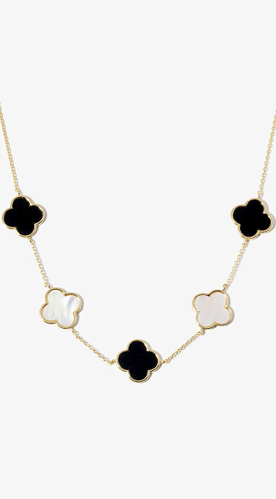 Eternal Gold Dipped Clover Necklace - White-Black