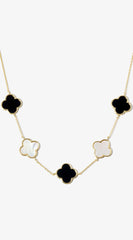 Eternal Gold Dipped Clover Necklace - White-Black