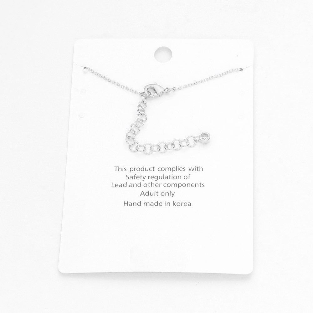 Cubic Zirconia Embellished Quatrefoil Charm Anklet - Silver