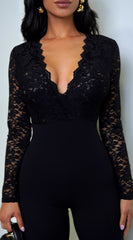 Aitana Lace Long Sleeve Jumpsuit - Black