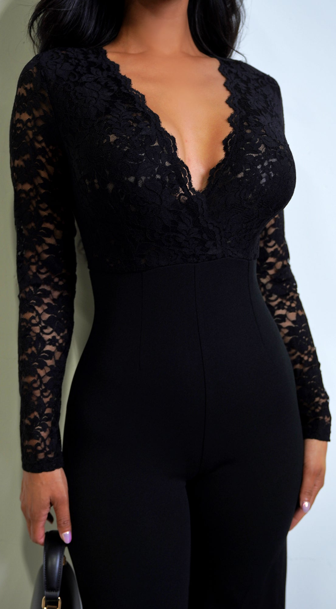 Aitana Lace Long Sleeve Jumpsuit - Black