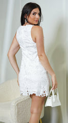 Belarus Crochet Lace Mini Dress - Off White