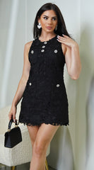 Belarus Crochet Lace Mini Dress - Black