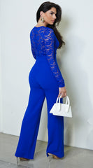 Aitana Lace Long Sleeve Jumpsuit - Blue