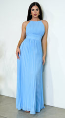 Leena Pleated Maxi Dress - Blue