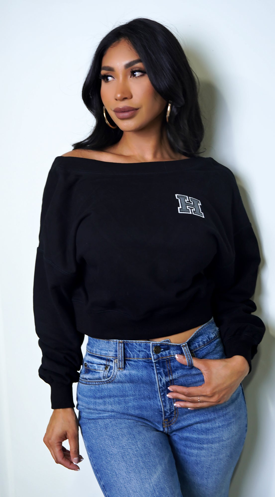 Kali Off Shoulder Sweater - Black