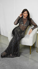 Dinah Rhinestone Maxi Dress - Black