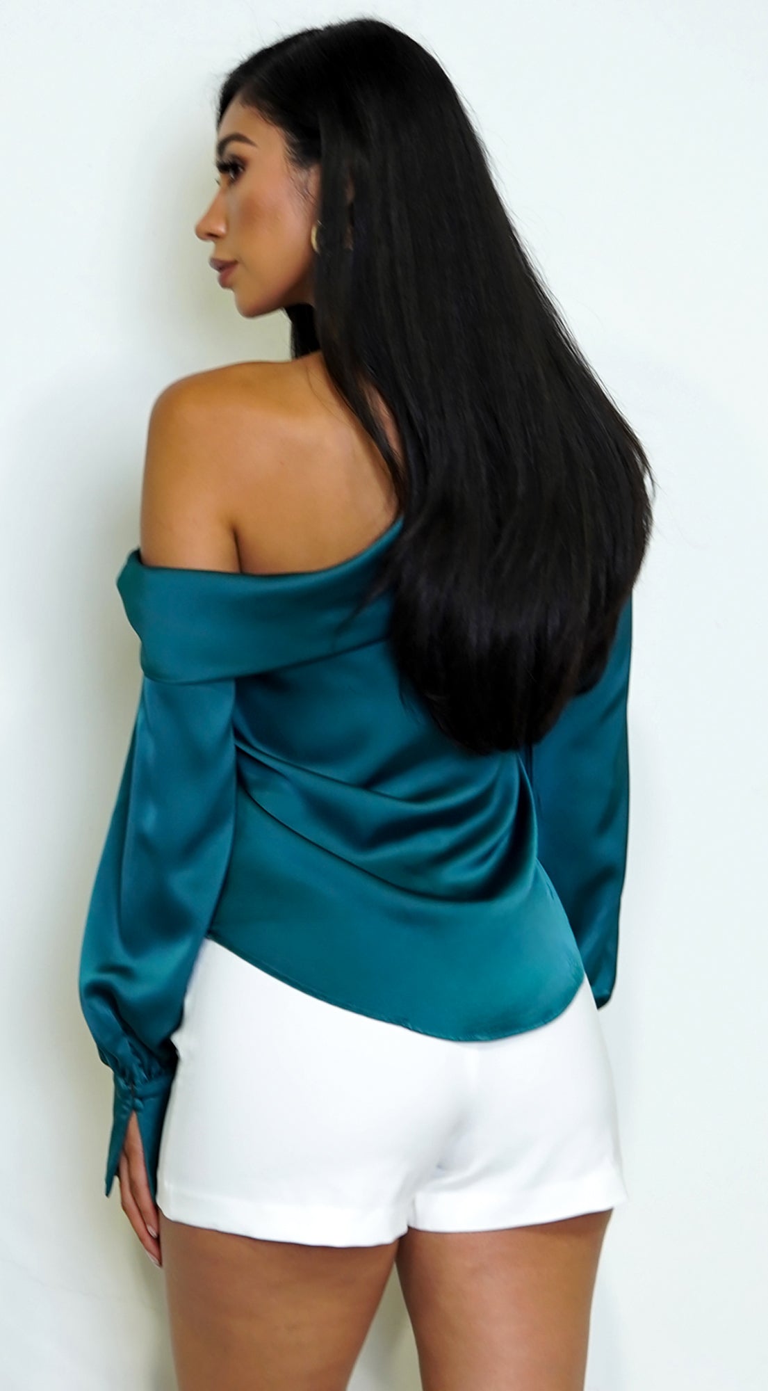 Taylor One Shoulder Satin Top - Green