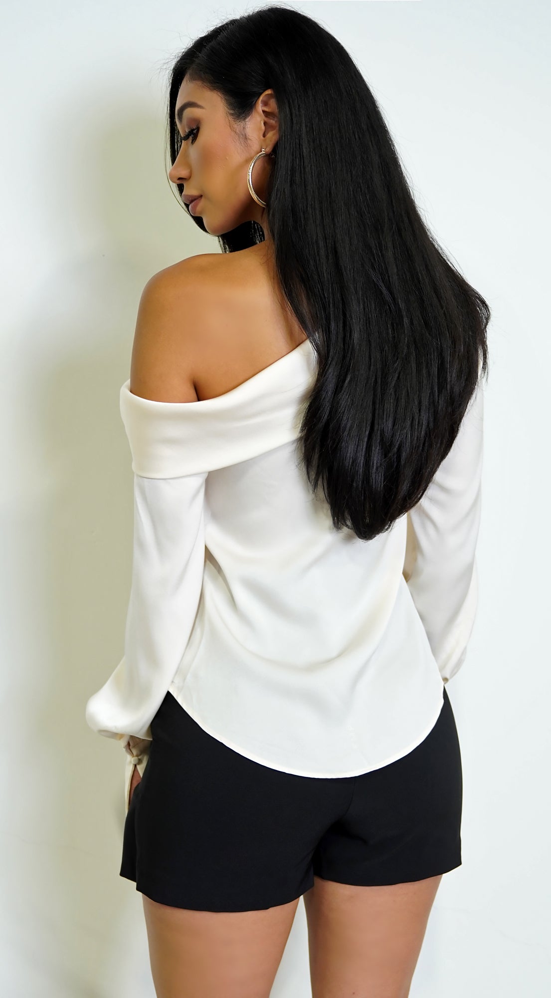 Taylor One Shoulder Satin Top - Cream