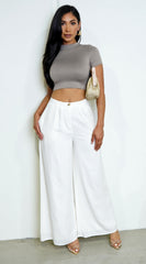 Sana Beige Basic Crop Top