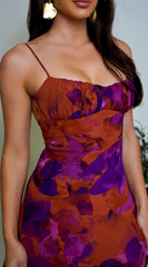 Kaelie Multicolor Chiffon Print Maxi Dress - Purple