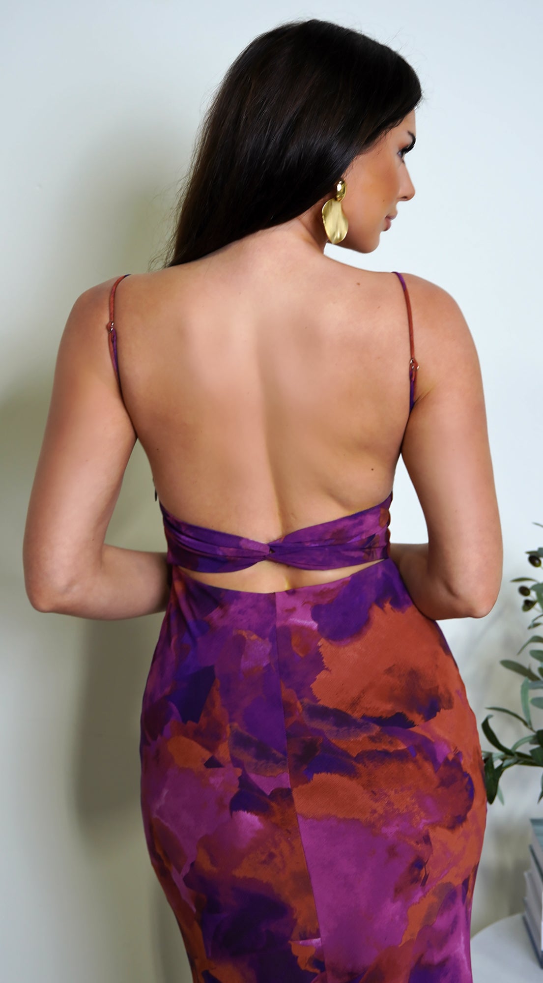 Kaelie Multicolor Chiffon Print Maxi Dress - Purple