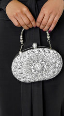 Angelina Lux Crystal Clutch Bag - Silver