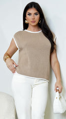 Dalary Contrast Top - Beige