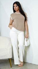 Dalary Contrast Top - Beige