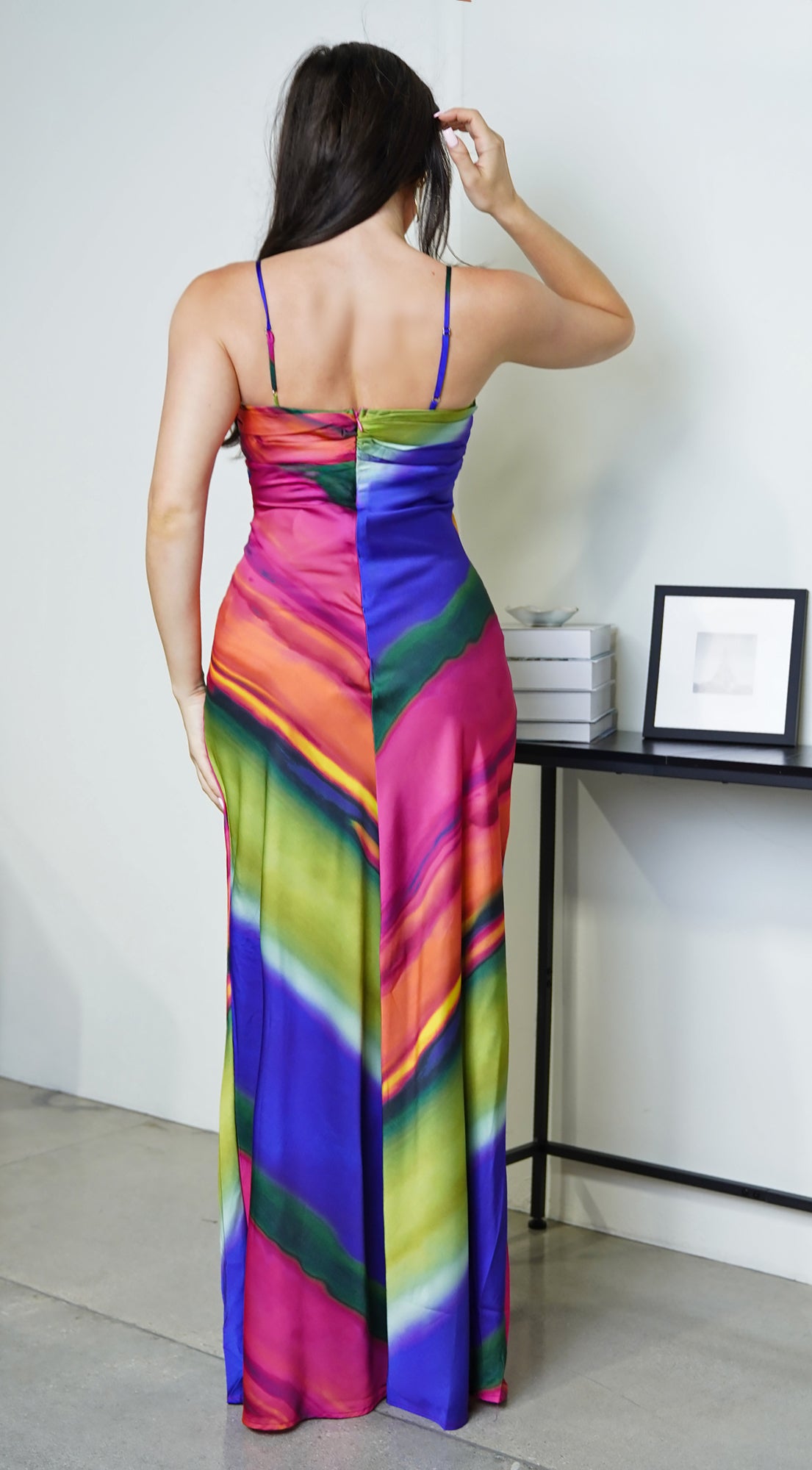 Elissa Multi Color Satin Maxi Dress - Multi