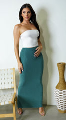 Seychelles Jersey Knit Ribbed Maxi Skirt - Green