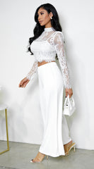 Leona Ivory White Elasticized Wide Leg Pants