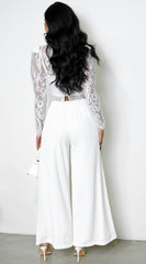 Leona Ivory White Elasticized Wide Leg Pants