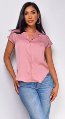 Kai Button Up Top - Pink