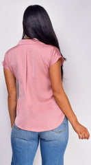 Kai Button Up Top - Pink