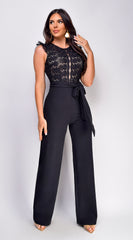 Amiliana Lace Top Jumpsuit - Black